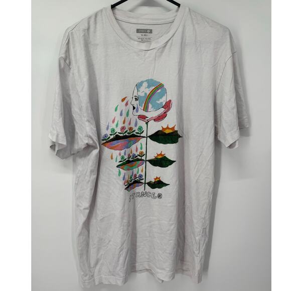 Stance Growth T-Shirt Large White Crew Neck Cotton Rainbow Watercolor Graphic - Picture 1 of 5